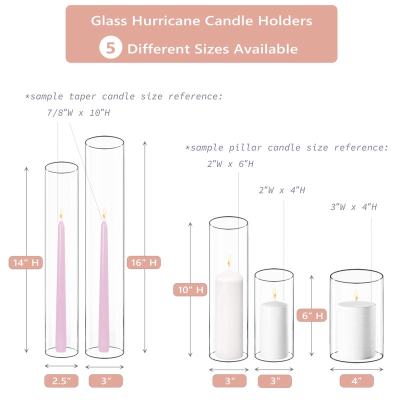 CYS EXCEL 6 PCS (H:16" D:3") Open Ended Clear Glass Hurricane Candleholder Tube Lamp Shade Open Flame Candlestick Holder Chimney Tube Cover Bottomless Cylinder - Image 4